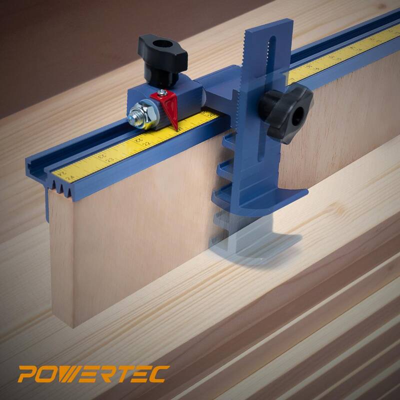 Fence para sierra ingletadora POWERTEC, incluye kit de parada T-Track, cinta métrica y tapa de cerca tipo T-Track, accesorios de T-Track - 71742N
