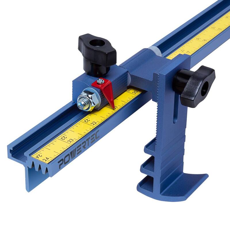 Fence para sierra ingletadora POWERTEC, incluye kit de parada T-Track, cinta métrica y tapa de cerca tipo T-Track, accesorios de T-Track - 71742N