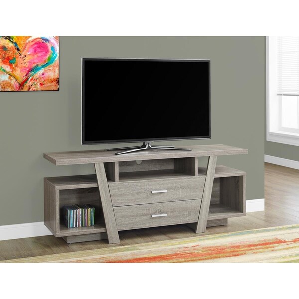 Daphnes Dinnette 60 in. TV Stand with 2 Storage Drawers - Dark Taupe - DA3070834