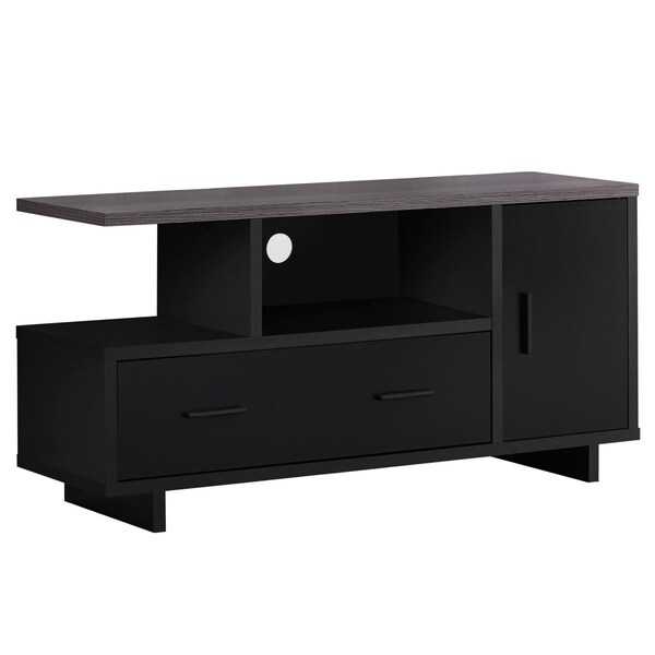 Homeroots Black & Gray Top TV Stand with Storage, 15.5 x 47.25 x 23.75 in. - 355705