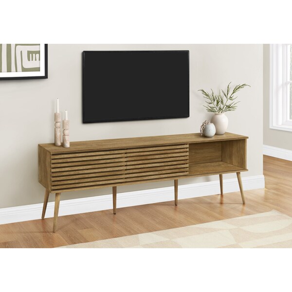Monarch Specialties TV Stand, 72'', Media Entertainment Center, Living Room, Walnut Laminate, Contemporary, Modern - I 2784