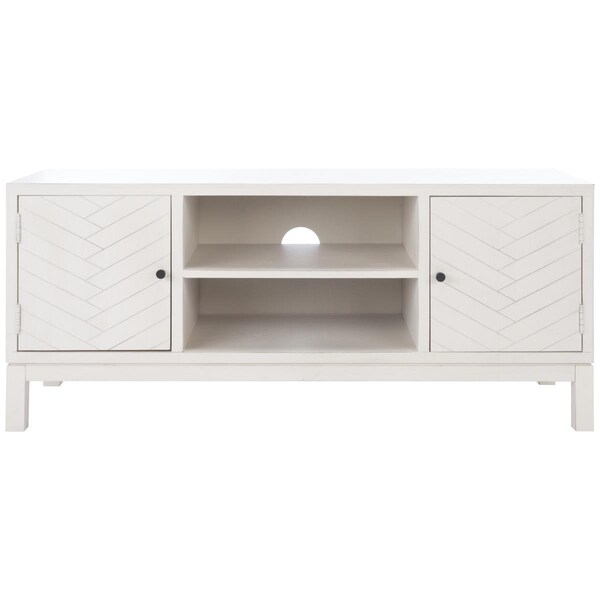 Safavieh Ajana 2 Door 1 Shlef Media Stand, Distressed White - MED5703A