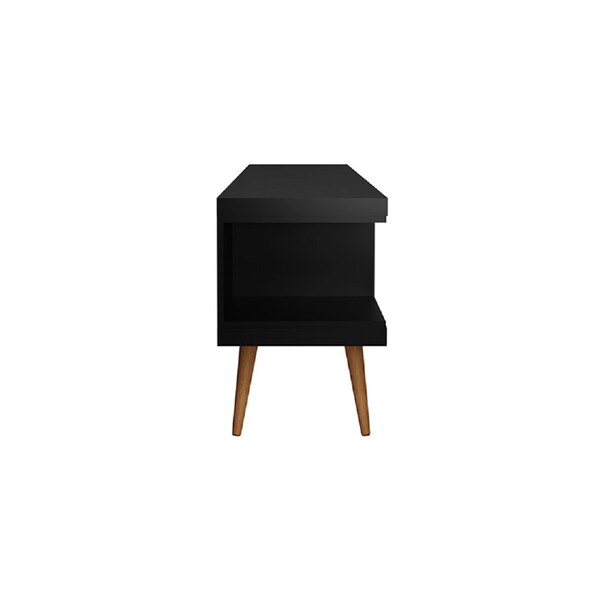 Manhattan Comfort Utopia 70.47" TV Stand with Splayed Wooden Legs and 4 Shelves in Black - 19753
