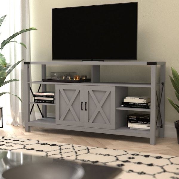 Flash Furniture 60" Coastal Gray TV Stand with Storage Shelves - ZG-025-CGY-GG