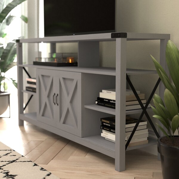 Flash Furniture 60" Coastal Gray TV Stand with Storage Shelves - ZG-025-CGY-GG