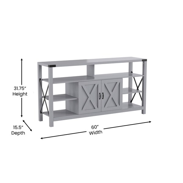 Flash Furniture 60" Coastal Gray TV Stand with Storage Shelves - ZG-025-CGY-GG