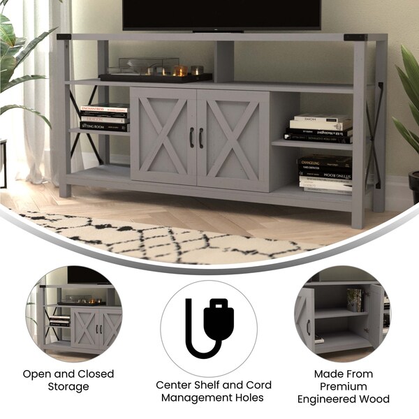 Flash Furniture 60" Coastal Gray TV Stand with Storage Shelves - ZG-025-CGY-GG