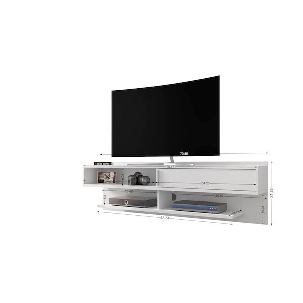 Manhattan Comfort Astor 70.86 Floating Entertainment Center, White - 222BMC6