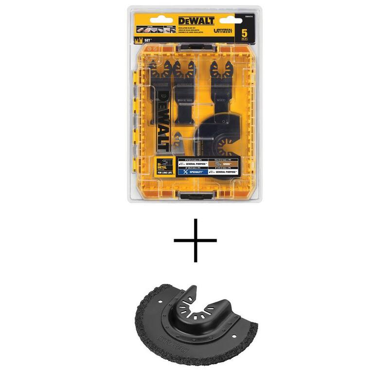 Set de hojas oscilantes DEWALT (5 piezas) con hoja adicional de carburo de corte rápido para remover juntas de cemento - DWA4216WDW4220