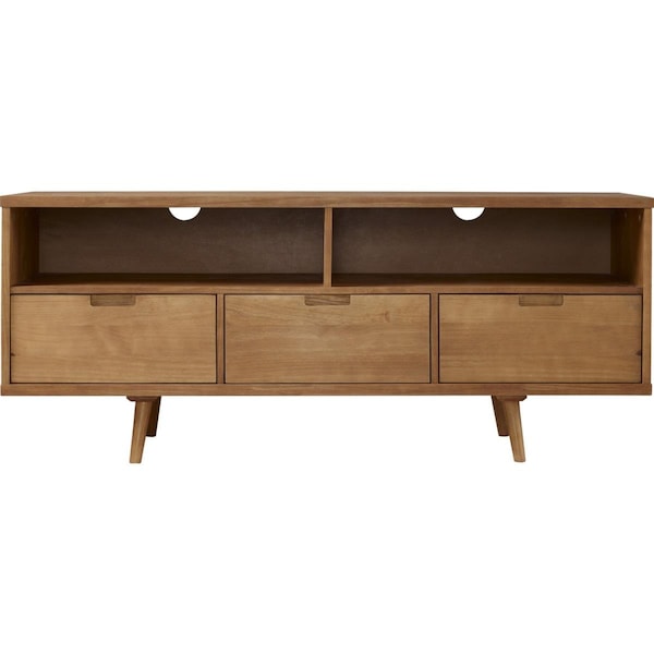 Walker Edison Furniture Walker Edison Furniture  58 in. 3-Drawer Mid Century Modern TV Stand, Caramel - W58IV3DCA