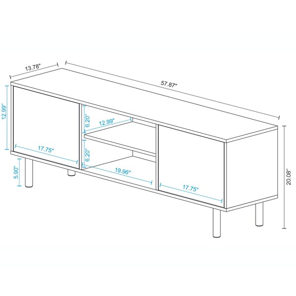 Manhattan Comfort Retro 57.87 TV Stand in White and Multi Color Red, Yellow, Blue - TV-315AMC132