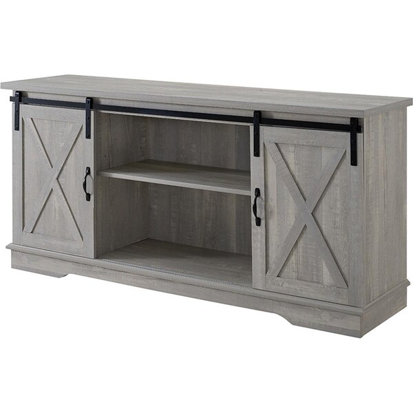 Walker Edison Furniture Walker Edison Furniture  58 in. Modern Farmhouse Wood TV Stand, Stone Grey - W58SBDST