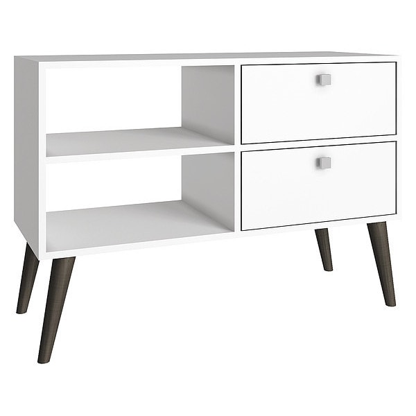 Manhattan Comfort TV Stand, 2 Shelves, White - 3AMC129