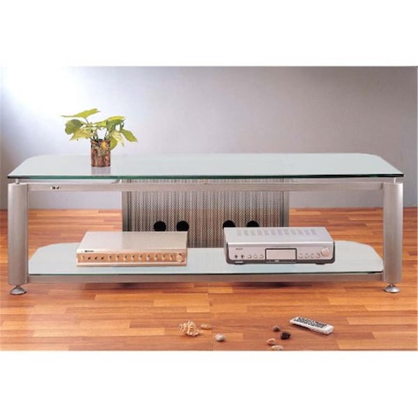 Vti Mfg Silver Oval Poles 2 Frosted Glass 60 In. Plasma Dlp Tv Stand - HGR60SF