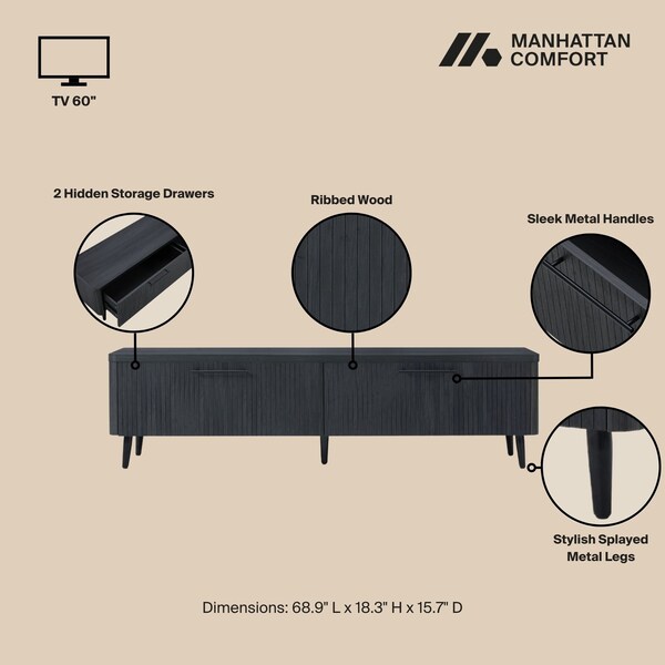 Manhattan Comfort Jodie TV Stand in Charcoal Grey - TV003-GY