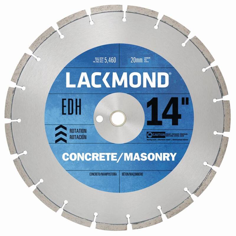 Lackmond 14 pulgadas x 0.125 x 20 mm Hoja de Diamante para Corte en Seco de Concreto Curado - Serie EDH1412520