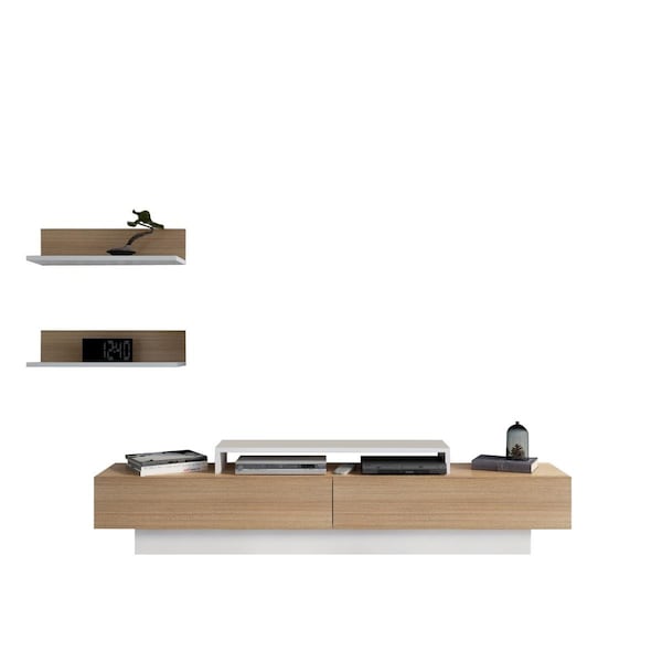 Decorotika 16 x 71 x 13 in. Lusi TV Stand - Teak & White - LNA71TSB06
