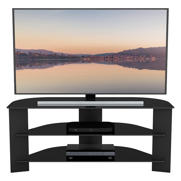 Seatsolutions Shaped Plus Varano Corner TV Stand - Black & Black Glass - SE2769980