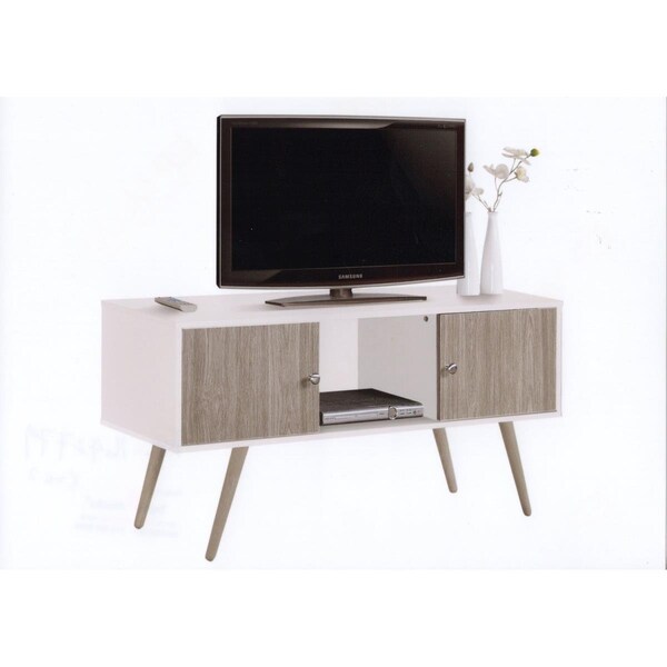 Hi-Tec Retro Style Entertainment Unit-White-Grey - HI1559126