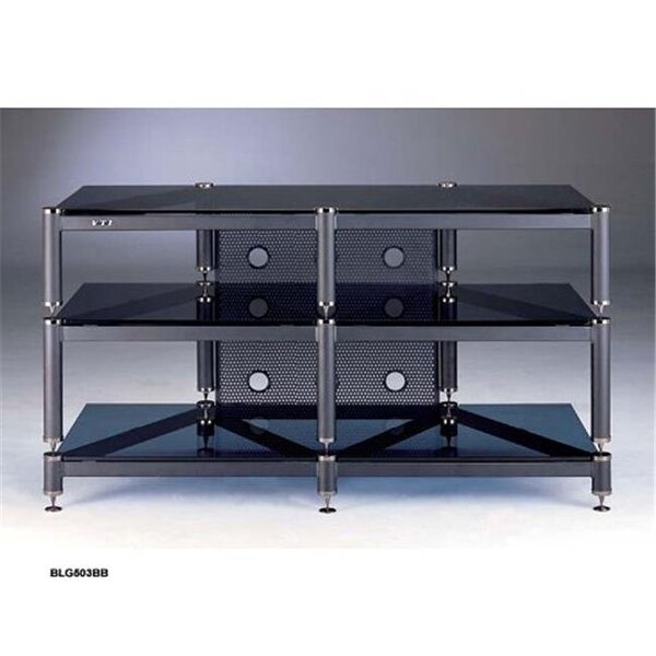 Vti Manufacturing VTI Manufacturing BLG503BB 5 Black Capspike Black Poles3 Black Glass Shelves Stand - BLG503BB