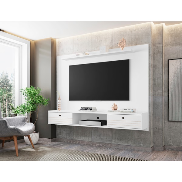 Manhattan Comfort Liberty 70.86 Floating Entertainment Center, White - 235BMC6