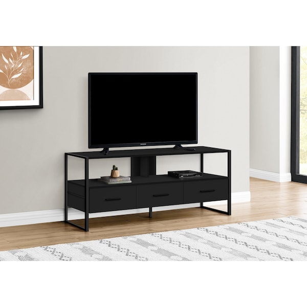 Monarch Specialties Tv Stand, 48 Inch, Console, Storage Drawers, Living Room, Bedroom, Laminate, Black - I 2616