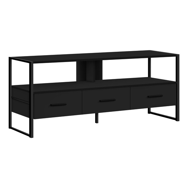 Monarch Specialties Tv Stand, 48 Inch, Console, Storage Drawers, Living Room, Bedroom, Laminate, Black - I 2616