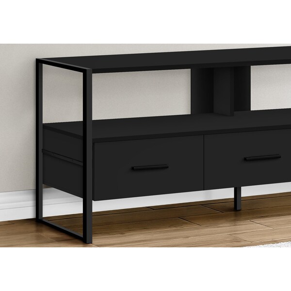 Monarch Specialties Tv Stand, 48 Inch, Console, Storage Drawers, Living Room, Bedroom, Laminate, Black - I 2616