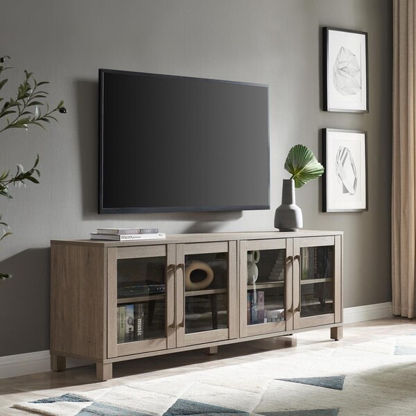 Hudson&Canal 80 in. Quincy Rectangular TV Stand for TVs up to in Antiqued Gray - TV1365