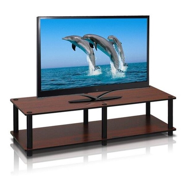 Furinno Furinno Just No Tools Wide TV Stand; Dark Cherry with Black Tube - 10.9 x 41.3 x 15.6 in. - 11175DC(BK)/BK