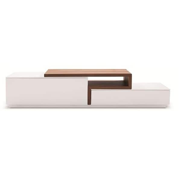 J&M Furniture J & M Furniture 17874 TV Stand 045 in White High Gloss & Walnut - 17874