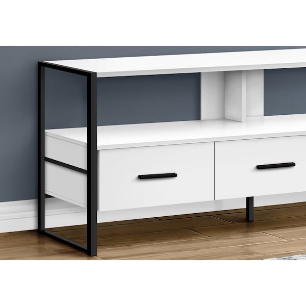Monarch Specialties Tv Stand, 48 Inch, Console, Storage Drawers, Living Room, Bedroom, Laminate, White - I 2615