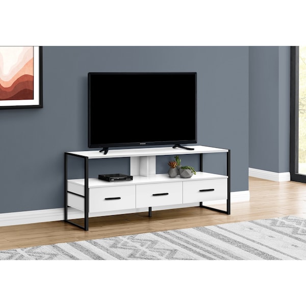 Monarch Specialties Tv Stand, 48 Inch, Console, Storage Drawers, Living Room, Bedroom, Laminate, White - I 2615