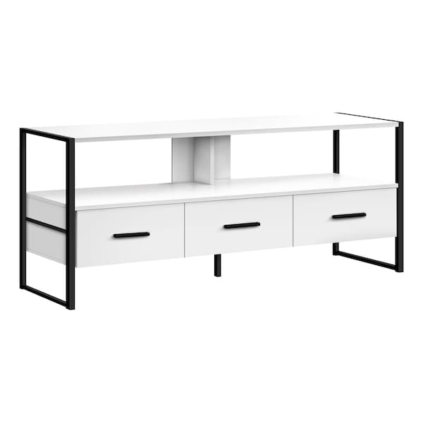 Monarch Specialties Tv Stand, 48 Inch, Console, Storage Drawers, Living Room, Bedroom, Laminate, White - I 2615