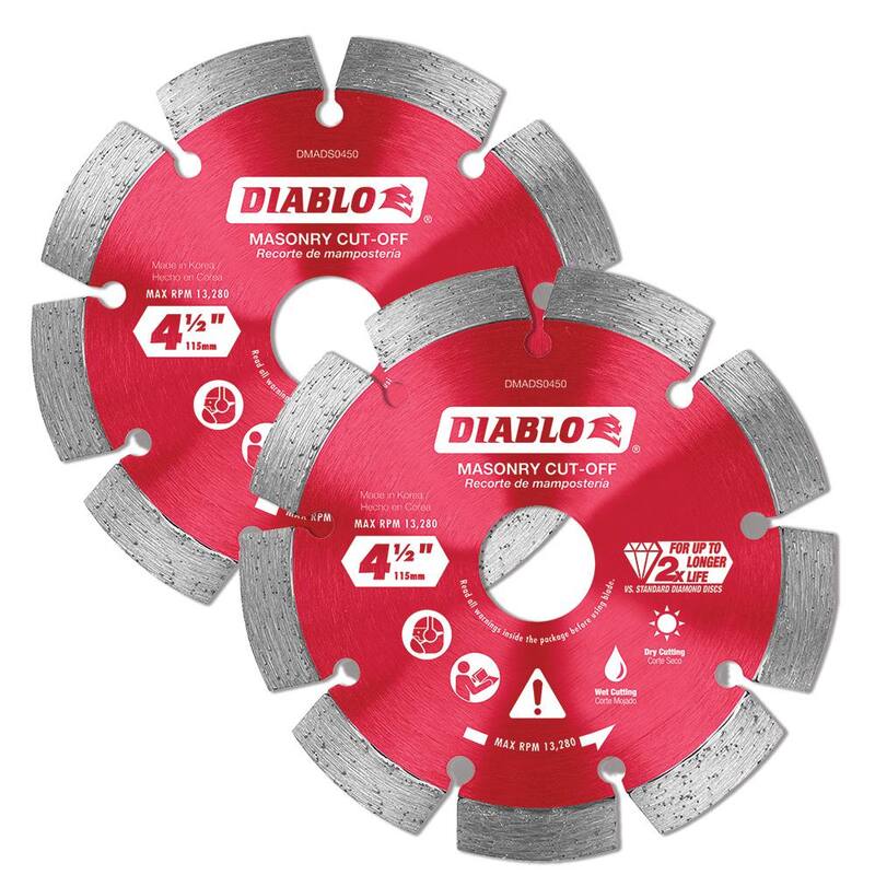DIABLO 4-1/2 in. Hoja segmentada de corte de diamante para albañilería - Paquete de valor (2 piezas) - DDD045SEG1VP