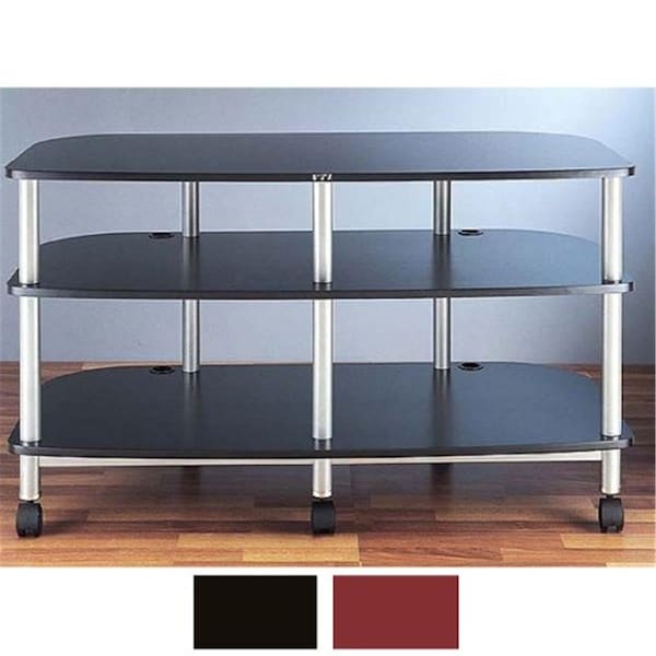 Spark 5 Black Poles 3 Cherry Shelves With Caster TV & AV Stand - SP3253634