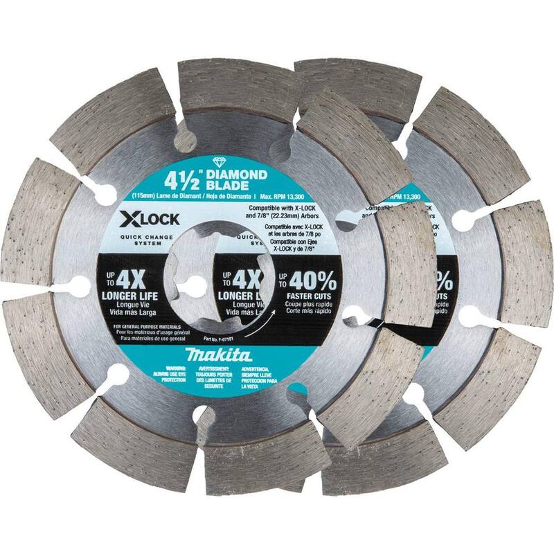 Makita X-LOCK 4-1/2 pulgadas. Hoja de diamante segmentada para corte de albañilería (paquete de 2) - E-07200