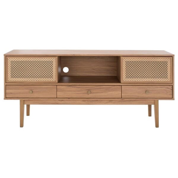 Safavieh Ceu 3 Drawer 1 Shelf Media TV Stand, Oak & Gold - 1 Box of 2 - MED9606D-2BX