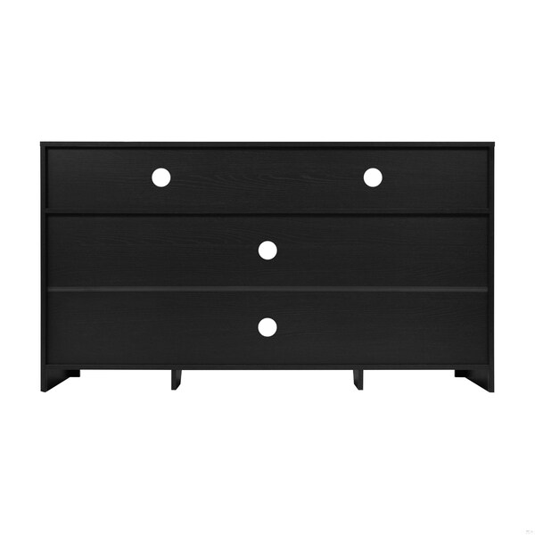 Flash Furniture Malaki 58 Inch Buffet Sideboard w/2 Soft Close Doors and Cntr Shelf, up to 65in. TV's, Black/Rattan - EV-ET8114-ZZ-BLK-GG