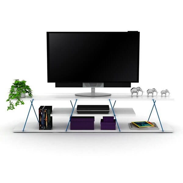 Homedora Tars TV Unit, White Blue - HD-TAR-TV-RF160105