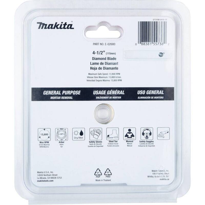 Makita 4-1/2 in. Doble Hoja de punta de diamante para juntas en forma de sándwich - E-02680