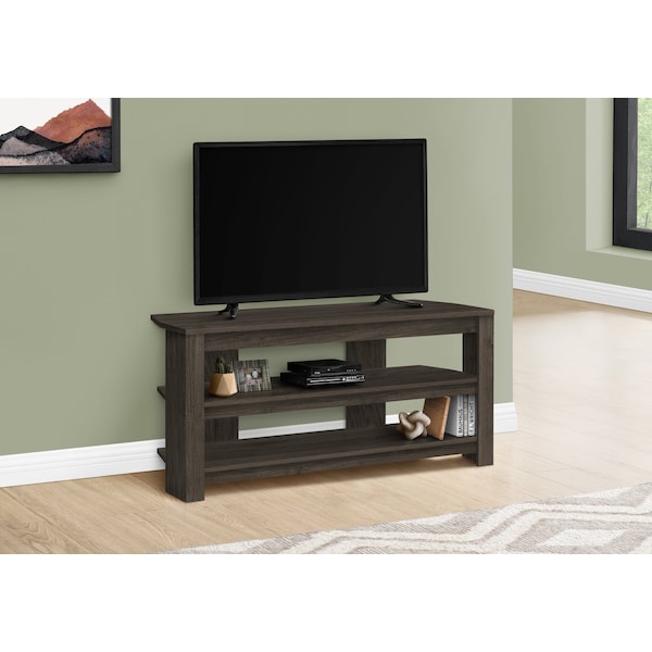Monarch Specialties Tv Stand, 42 Inch, Console, Storage Shelves, Living Room, Bedroom, Brown Laminate - I 2514