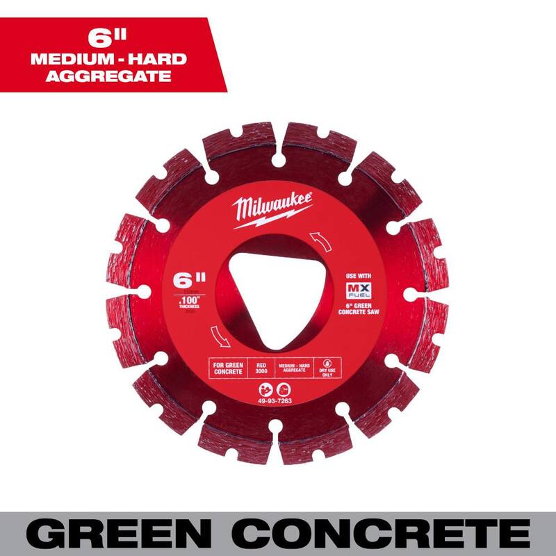 Milwaukee Rojo 6 pulgadas x .100 pulgadas Hoja de Diamante de Borde Segmentado para Corte de Concreto Verde (Paquete de 1) - 49-93-7263