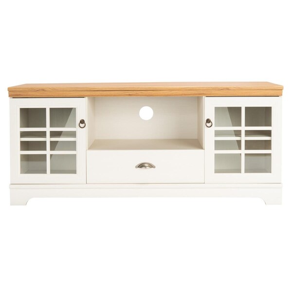 Safavieh Trudy 1 Drawer 3 Shelf Media Stand, White Wash & Oak - MED9608A-2BX