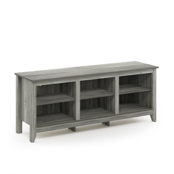 Furinno 60 in. Jensen TV Stand with Shelves, French Oak Grey - 18109GYW