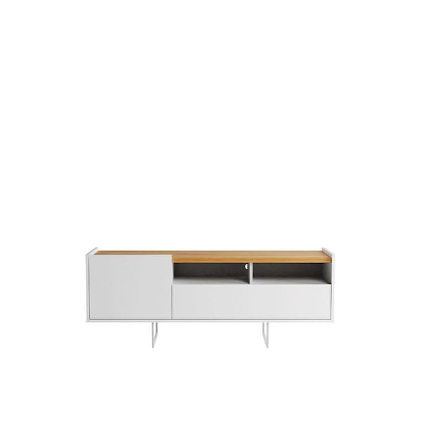 Designed To Furnish 53.14 in. Winston TV Stand with 4 Shelves White & Cinnamon - DE3068415
