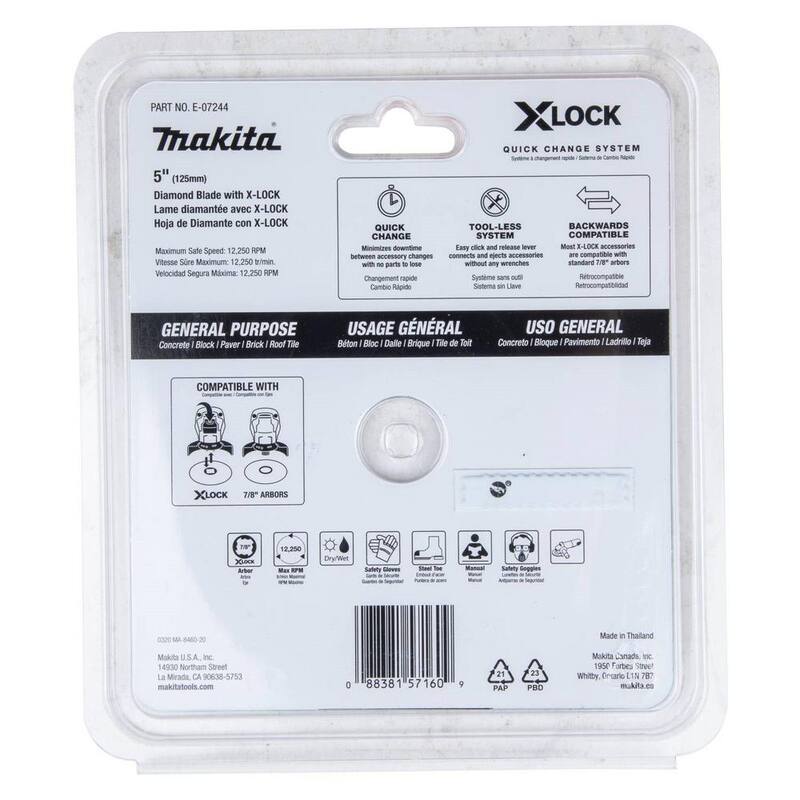 Disco de diamante X-Lock Turbo Rim de 5 pulgadas para corte de albañilería - E-07244