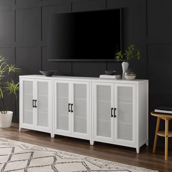 Crosley Furniture Milo Media Storage Cabinet Set, White - 3 Piece - KF13132WH