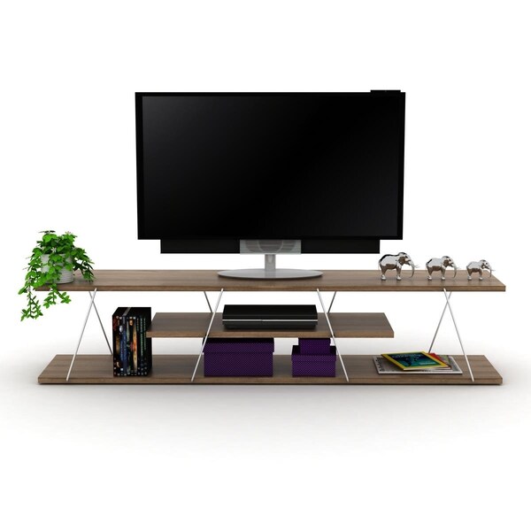 Homedora Tars TV Unit Walnut & Chrome - HD-TAR-TV-RF160102