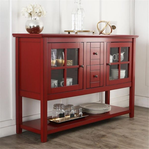 Walker Edison Furniture Walker Edison Furniture W52C4CTRD 52 in. Wood Console Table TV Stand; Antique Red - 8 x 23 x 60 in. - W52C4CTRD